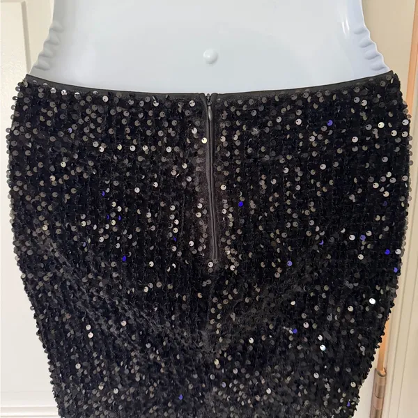 Black Sequin Mini Skirt | Size M (EU 38 / US 6) | Party Holiday Clubwear - Image 4