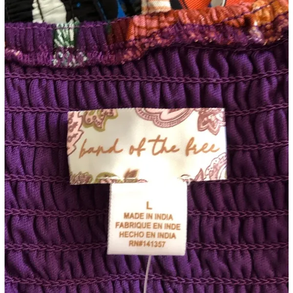 Band of the Free NWT Floriane Purple Floral Balloon Sleeve Crop Top Women Large - Image 8