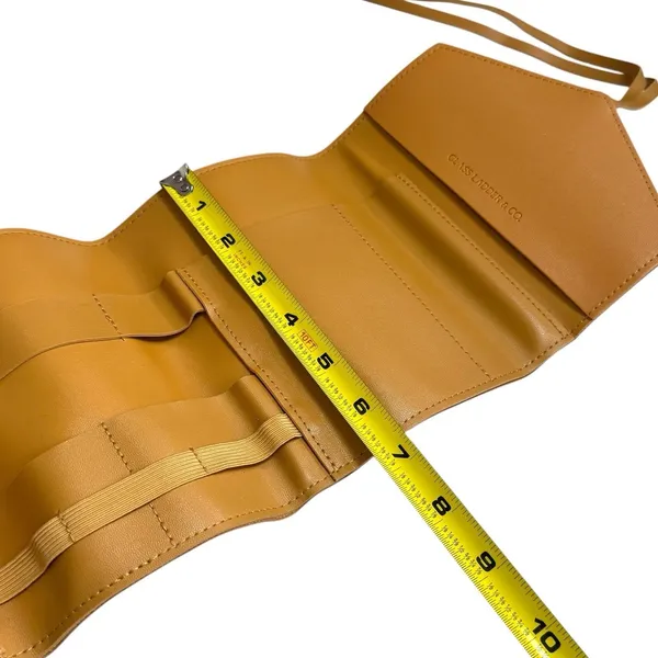 Glass Ladder Co Katherine Tech Travel Pouch Organizer Roll Up Honey Leather 7x5" - Image 9