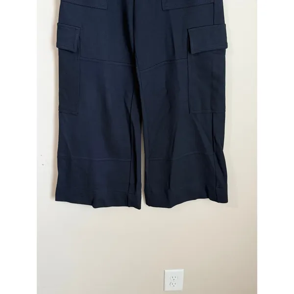 ME+EM Wide Leg Pants Women 2 Navy Blue Cargo High Waist Viscose Twill 023TJ426 - Image 4