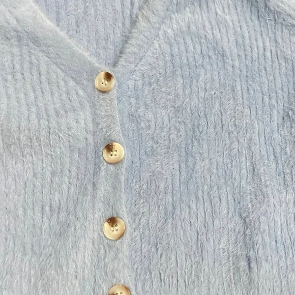 Dazy Fuzzy Knit Cropped Button Cardigan SZ S Contemporary Streetwear Y2K Trendy - Image 3