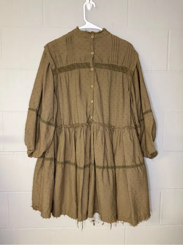 Pilcro by Anthropologie Long-Sleeve Mock-Neck Swing Mini Dress in Green Size XS - Image 6