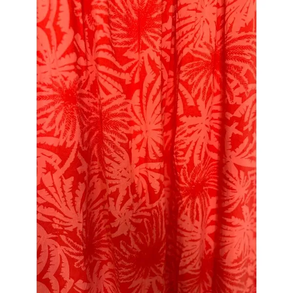 Betsey Johnson Maxi Dress‎ Large Orange Palm Leaf Print Tropical Tiered Smocked - Image 6