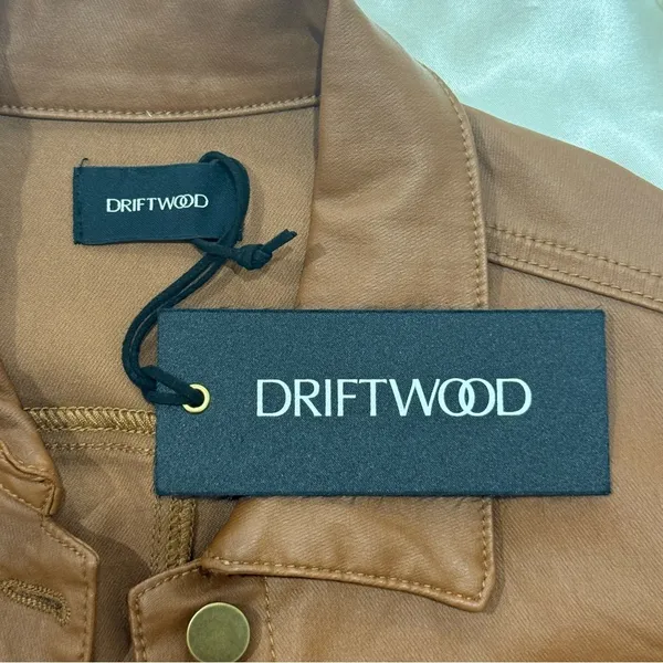 NWT Driftwood Gigi Puff Sleeve Faux Leather Jacket Small Brown Moto Fall Chic - Image 7