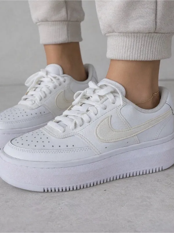 Nike Court Vision Alta White Leather Platform Sneakers Size 5 - Image 3