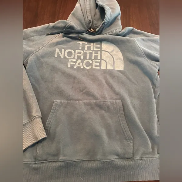 The North Face Sweatshirt Hoodie Women's S Long Sleeve Graphic Logo Pocket Blue - Image 4