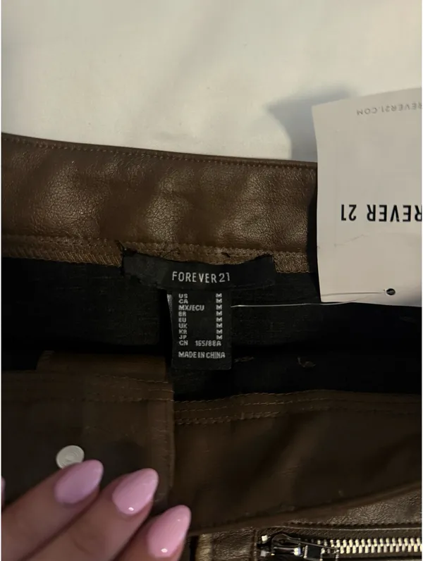 Brown Leather Skirt Forever 21 Mini - Image 3