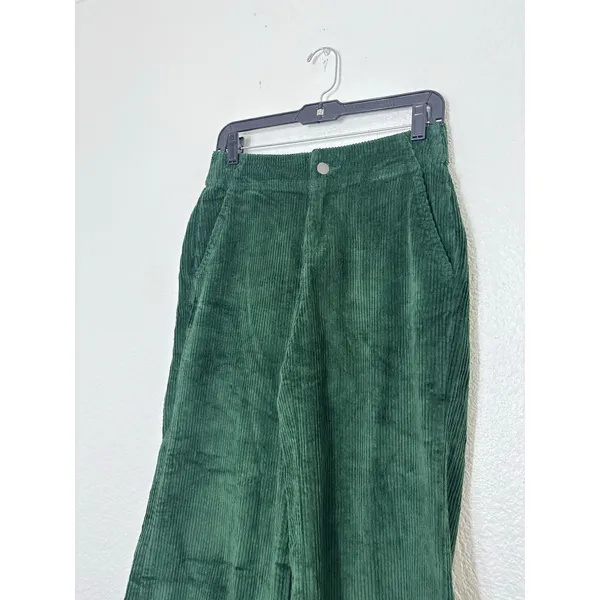 Pact Organic Cotton Corduroy Wide Leg Cropped Pants Size Small Green - Image 8