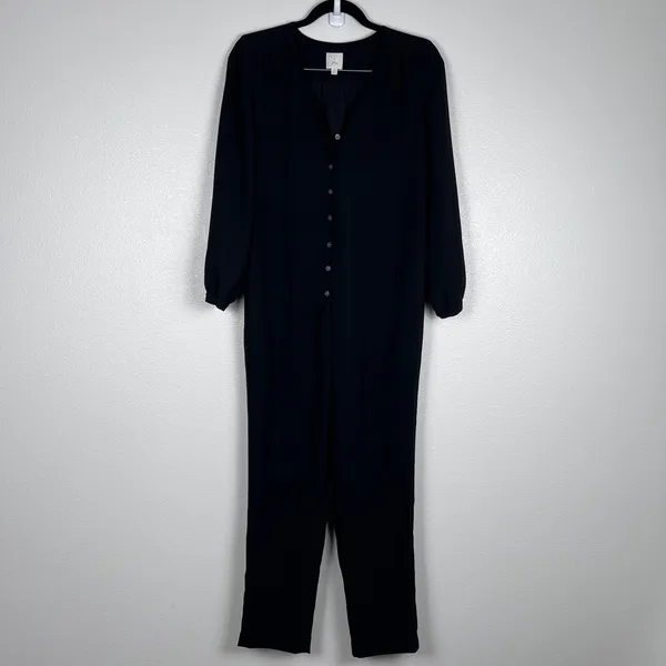 Hatch x J. Crew Women's Button Up Maternity Long Sleeve Jumpsuit Black Sz 0 - Image 4