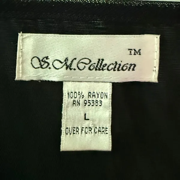 SM Collection Black Beaded Sequin Butterfly Mesh‎ Top V-Neck Sleeveless Large - Image 5