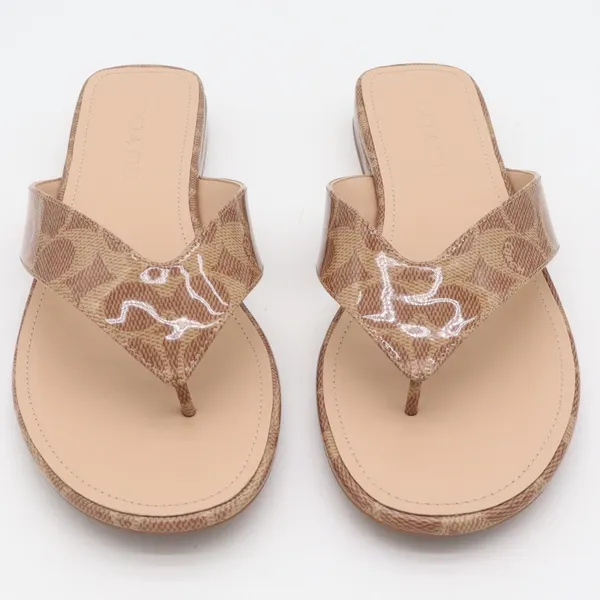 Coach Bridgette Signature Thong Sandals Tan Monogram Flip Flops Women's 8.5B - Image 3
