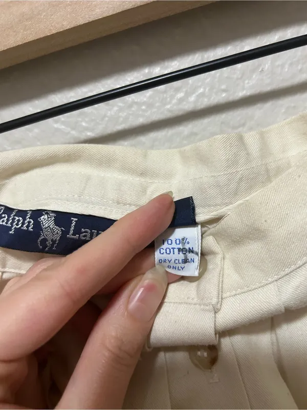 Ralph Lauren Cream 100% Cotton Button Front Pleated Midi Skirt Vintage Size 10 - Image 4