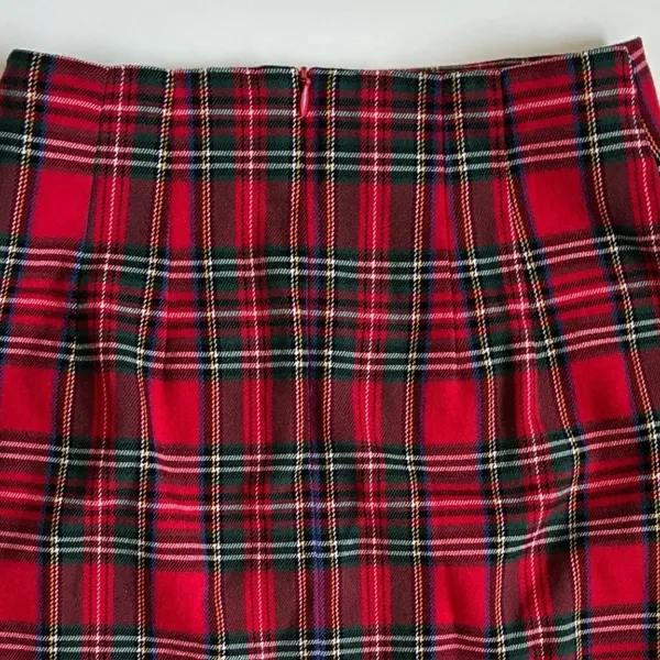 Brandy‎ Melville Red Plaid Cara Mini Skirt Side Slit High Waisted Tartan XS S - Image 8