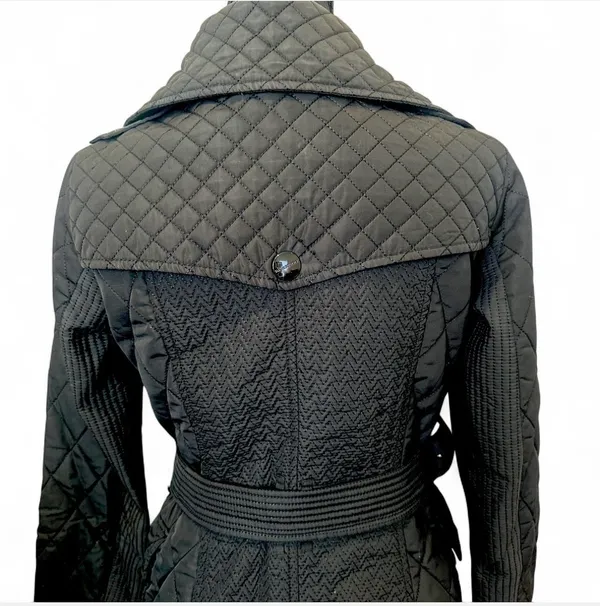 Burberry Black Quilted belted trench coat size 4 - Image 6