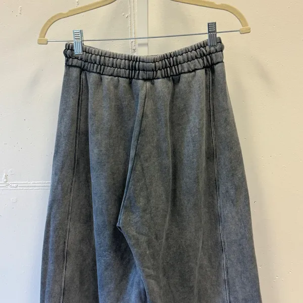 Zara Gray Acid Wash Wide Leg Seam Front‎ Sweatpants Streetwear 3199/804 Small - Image 5