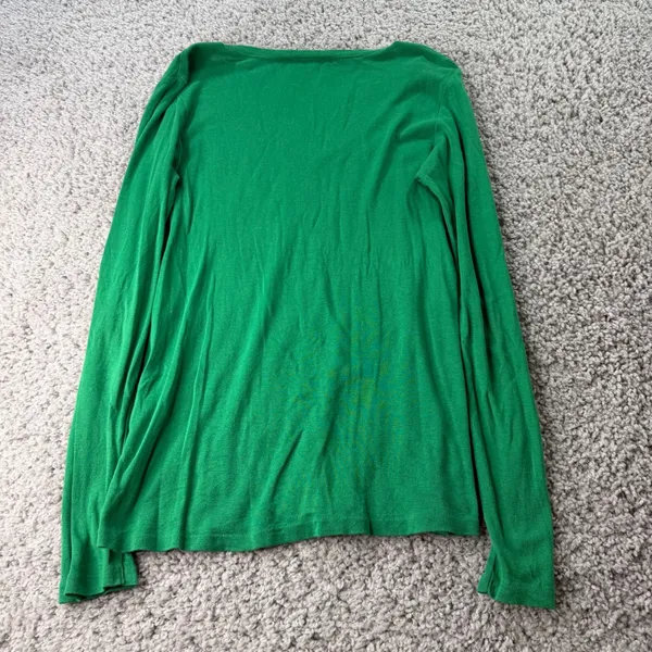 Ralph Lauren Sport Green Pima Cotton Lyocell V-Neck Long Sleeve Tee XL - Image 2