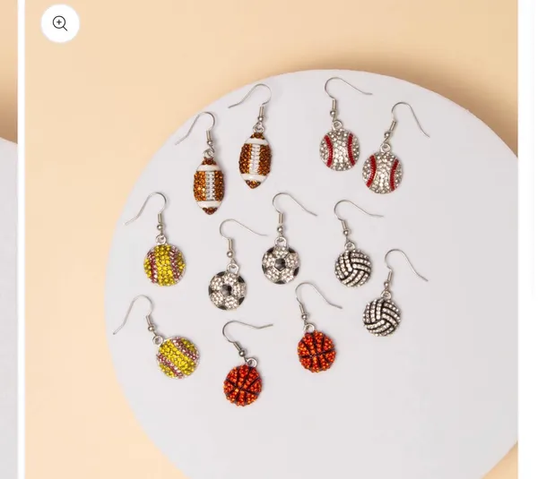 Game Day Crystal Pavé Dangle Earrings-Football - Image 2