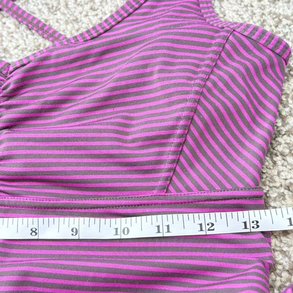 prAna Rebecca Athletic Dress Women XS‎ Purple Gray Striped Lattice Shelf Bra - Image 11