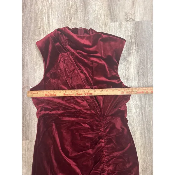 Lulus Alluring Image Burgundy Ruched Velvet Mock Neck Maxi Dress Size XL‎ NWT - Image 3