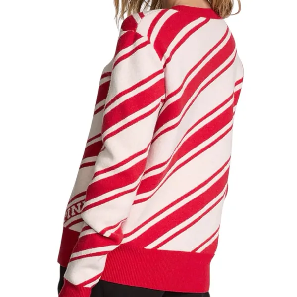 Victoria's Secret Pink Red & White Candy Cane Stripe Crewneck Sweater Size XL - Image 2
