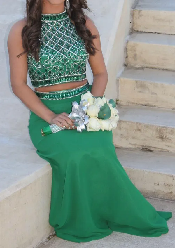 Blush Prom Green Two Piece Gown - Image 3
