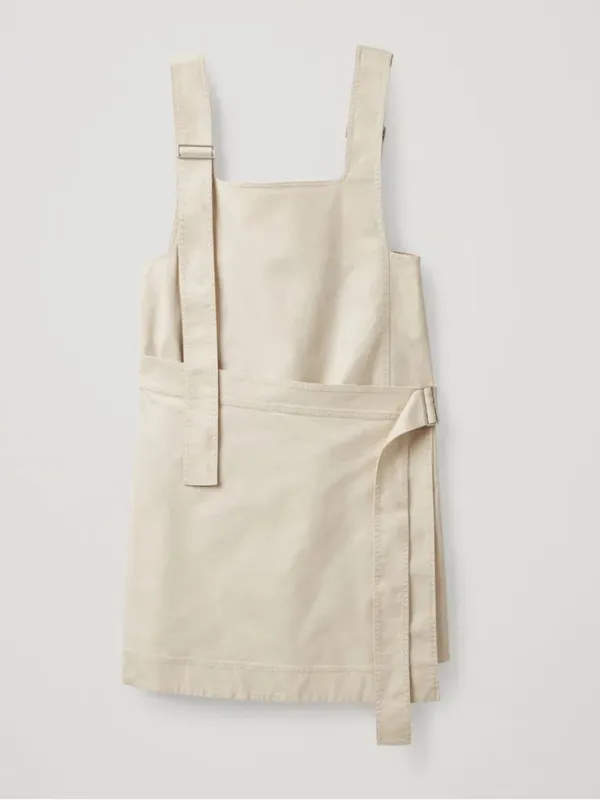 COS Asymmetrical Cream Strap Wrap Pinafore Cotton Dress - Image 5