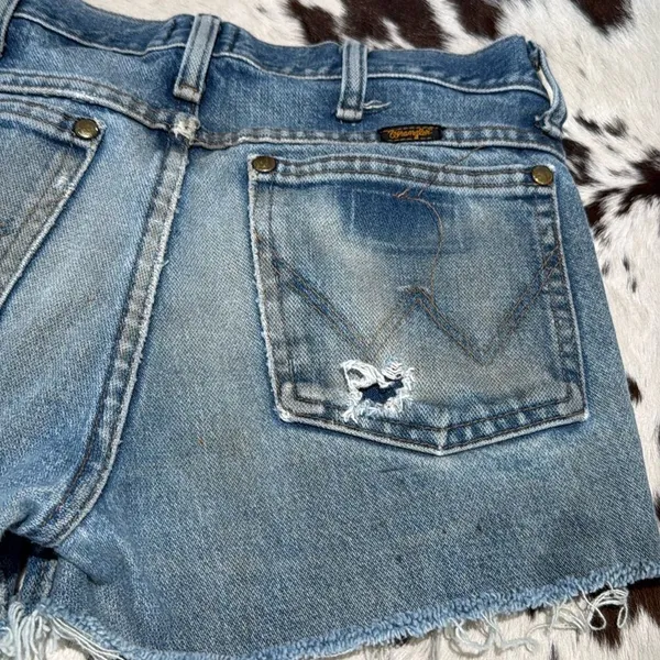 Vintage style wrangler‎ cut off denim shorts light wash - Image 10