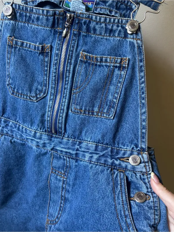 Northcrest Dark Blue Denim Overalls with Front Zip - Image 2
