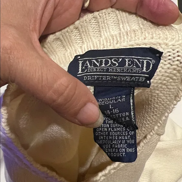 Lands’ End 100% cotton knit sweater with rocking horse. Size L novelty print - Image 9
