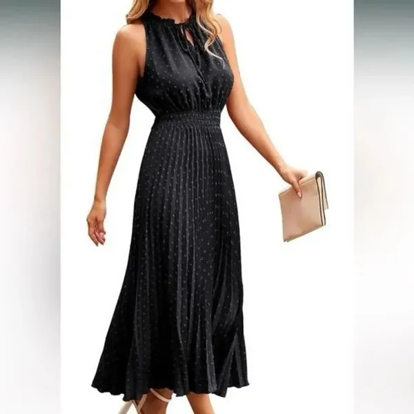 ✨Midi Casual Swiss Dot Ruffle Sleeveless Beach Sz Large Sun Dress✨ - Image 2