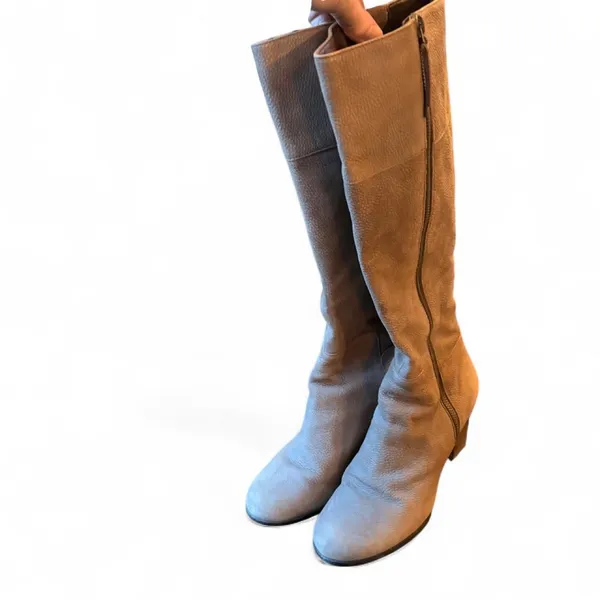 Cole Haan Gray Taupe Leather Knee High Boots Block Heel Women’s 7.5B - Image 5
