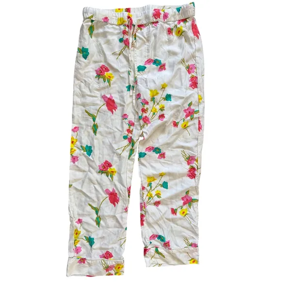 Annie Selkie Pine Cone Hill "Taffeta Floral" White Pink Boyfriend Pajama Set - Image 4