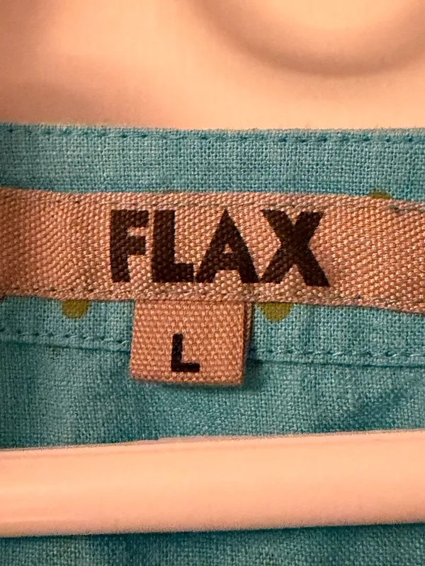 Flax 100% linen polka dot square neck button front blouse size large - Image 8