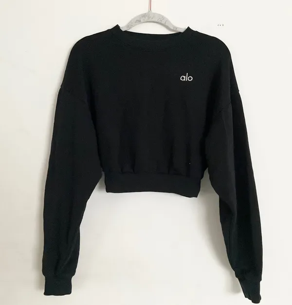 Alo Yoga Cropped Accolade Crewneck Black S - Image 2