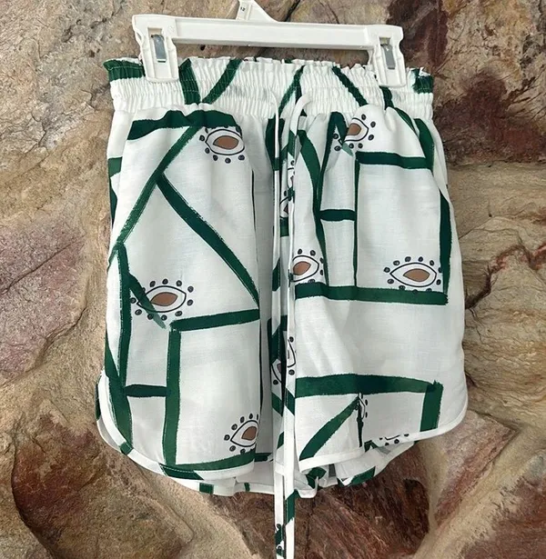 Commense Print Drawstring Shorts Set size M Green Size M - Image 3