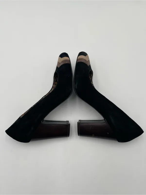 Missoni x Target Black & Brown Barkwood Zig Zag Suede Heeled Pumps Shoes Sz 8 - Image 9