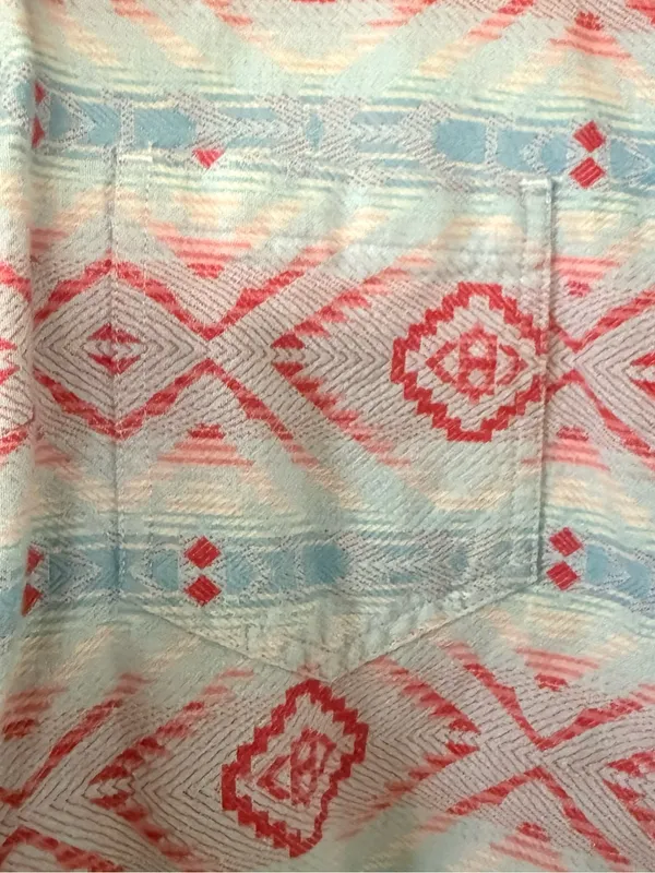 Ariat Light Blue & Pink Aztec Button-Front Shirt size L Western Serape Rodeo - Image 3