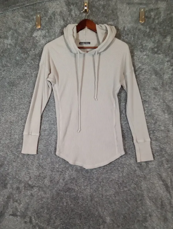 Abercrombie & FitchWaffle Knit Hoodie Womens Small Y2k Inspired Soft Girl - Image 3