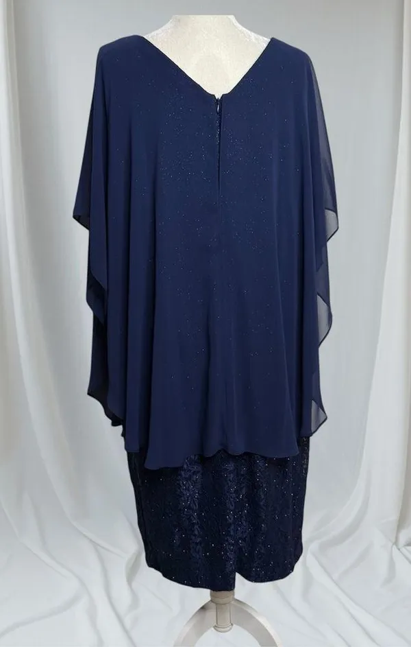 NEW Jessica Howard Navy Blue Formal Dress with Chiffon Overlay Women’s Size 16W - Image 3