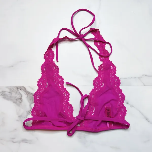 Skims Summer Mesh Lace Plunge Halter Bralette - Image 4