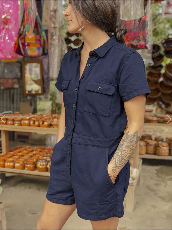 Outerknown NWT Trestles Utility Lightweight Romper Red Small - Image 12