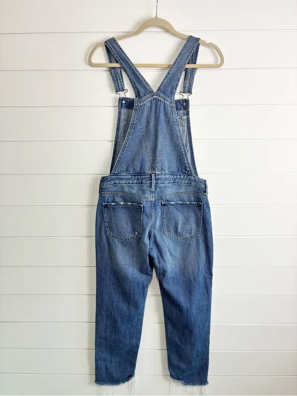 Abercrombie & Fitch Distressed Light Blue Denim Overalls Size XS - Image 3