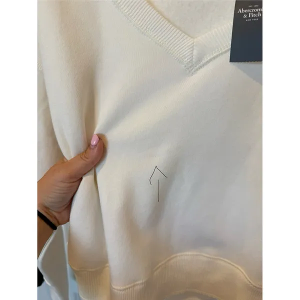 Abercrombie & Fitch White Cropped Long Sleeve Sweater‎ XS Preppy Casual Soft - Image 9