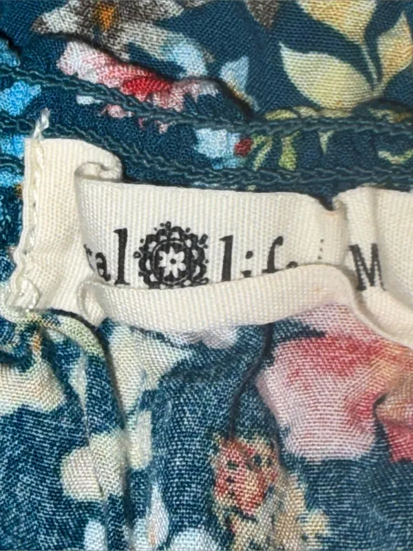 Natural Life Floral Rebecca Tiered Midi Dress Blue Floral Size M - Image 8