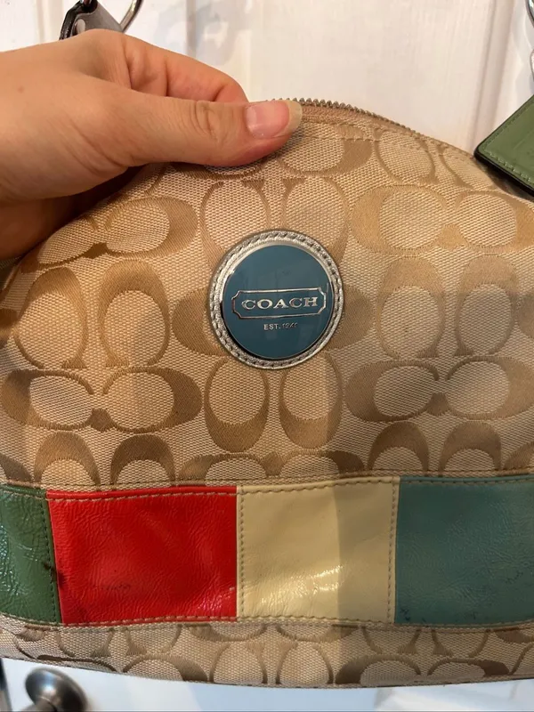 Coach vintage signature patch multicolor hobo bag Y2K signature c - Image 4