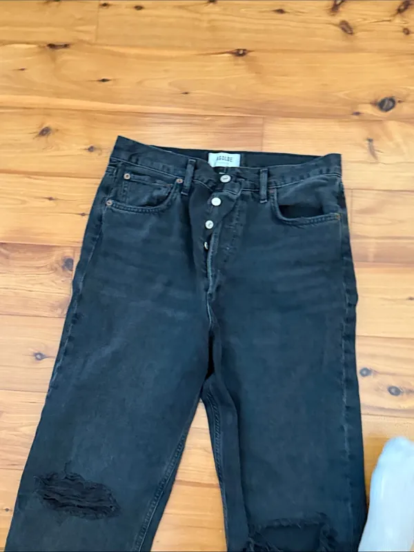 Agolde Black Washed Button-Fly Jeans - Image 10