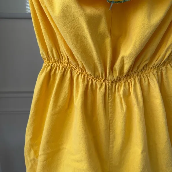 Vintage 80s Maurice Michaels Yellow Romper Ruffle M L - Image 5