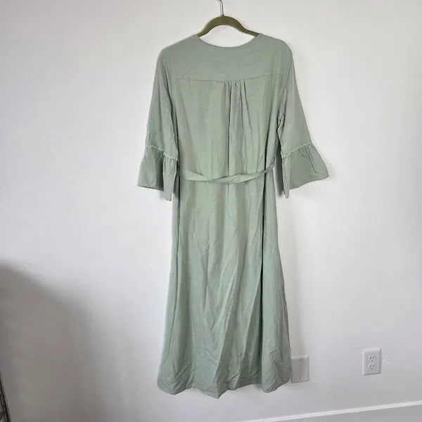 NEW Merokeety Peasant Maxi Dress Sage Pistachio Green Boho Cottagecore Modest L - Image 7