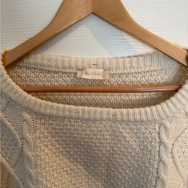 Altar'd State Cream Cable Knit Sweater - Image 2