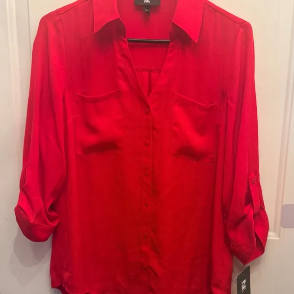 Iz Byer Vibrant Red Button-Down Shirt - Image 3